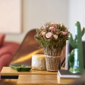 Handcrafted Ceramic Vase & Floral Set